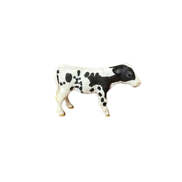Schleich Holstein Calf Baby Cow Farm Animal Figure Retired Black White 13634 - Picture 1 of 1